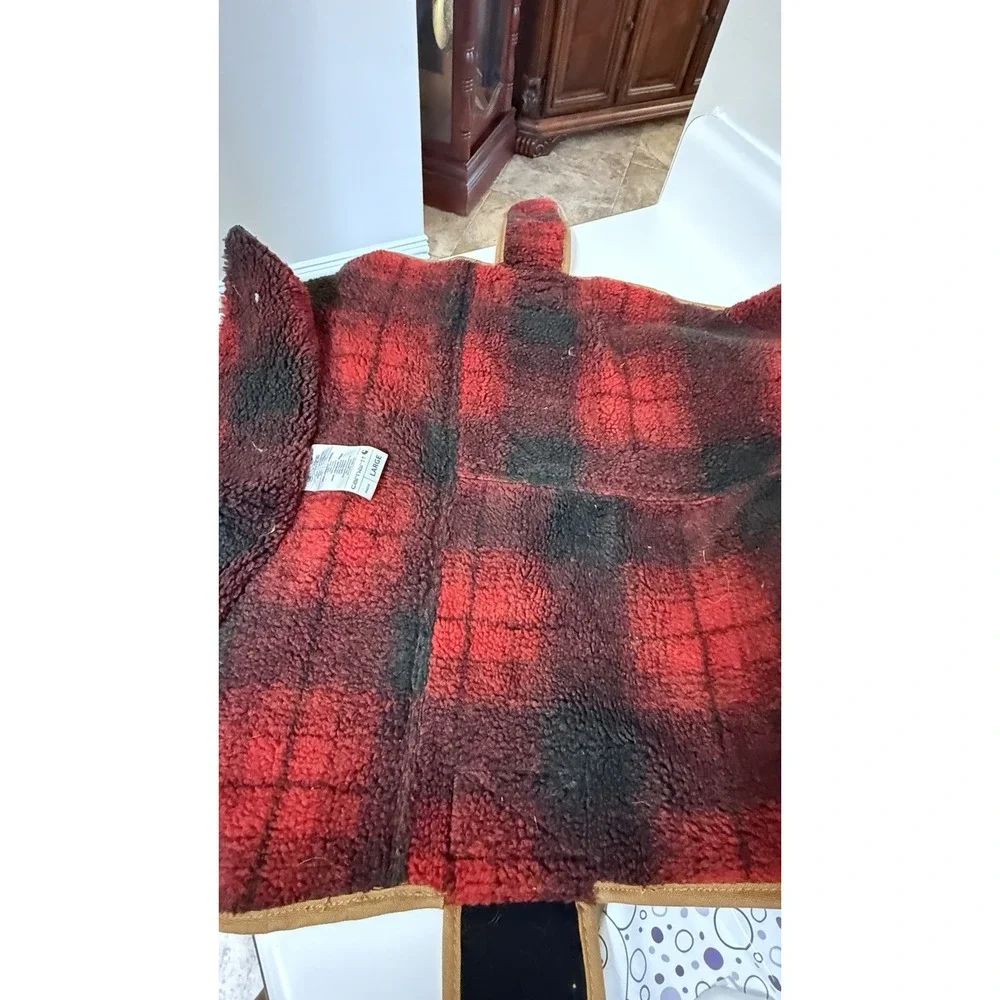 Carhartt Dog Chore Coat Insulated Fleece Vest Jacket Brown/Plaid Large